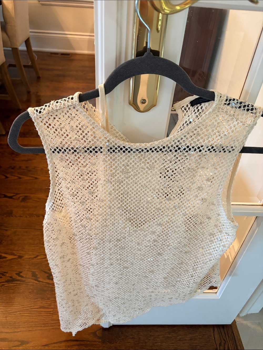 Zara sparkly dressy top in ivory (long)